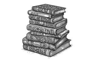 Stack Of Antique Books Sketch Vector