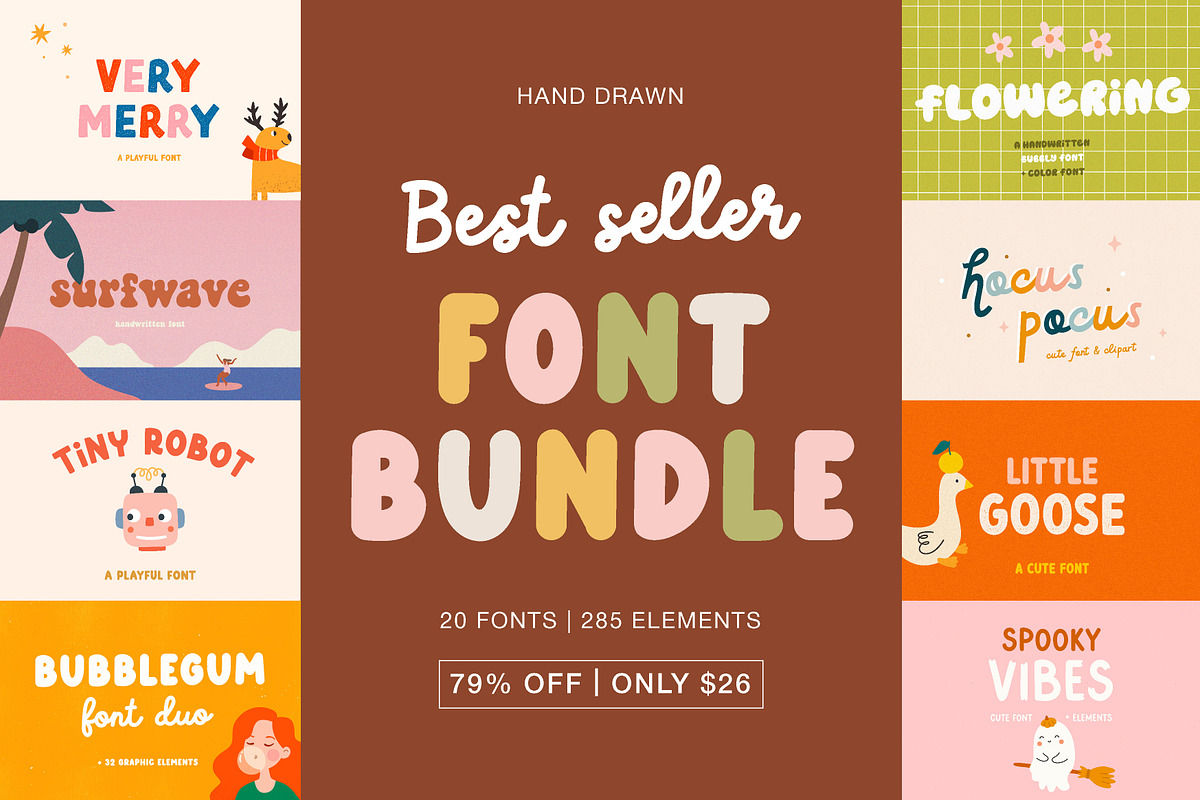Best Seller Font BUNDLE, a Font by JuliaVolkova (Photo 1 of 9)