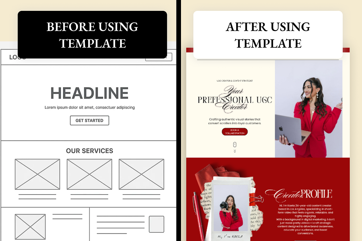 Red Velvet Canva Website Kaela UGC, a Marketing Template by AtelierDuVow (Photo 6 of 10)