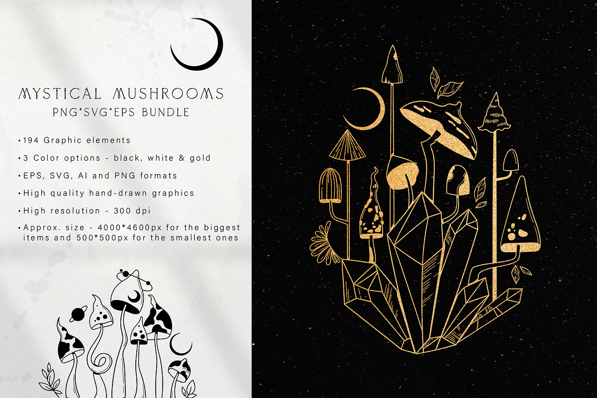 Mystical Mushrooms - graphic kit, an Animal Illustration by My Space Garden (Photo 2 of 17)