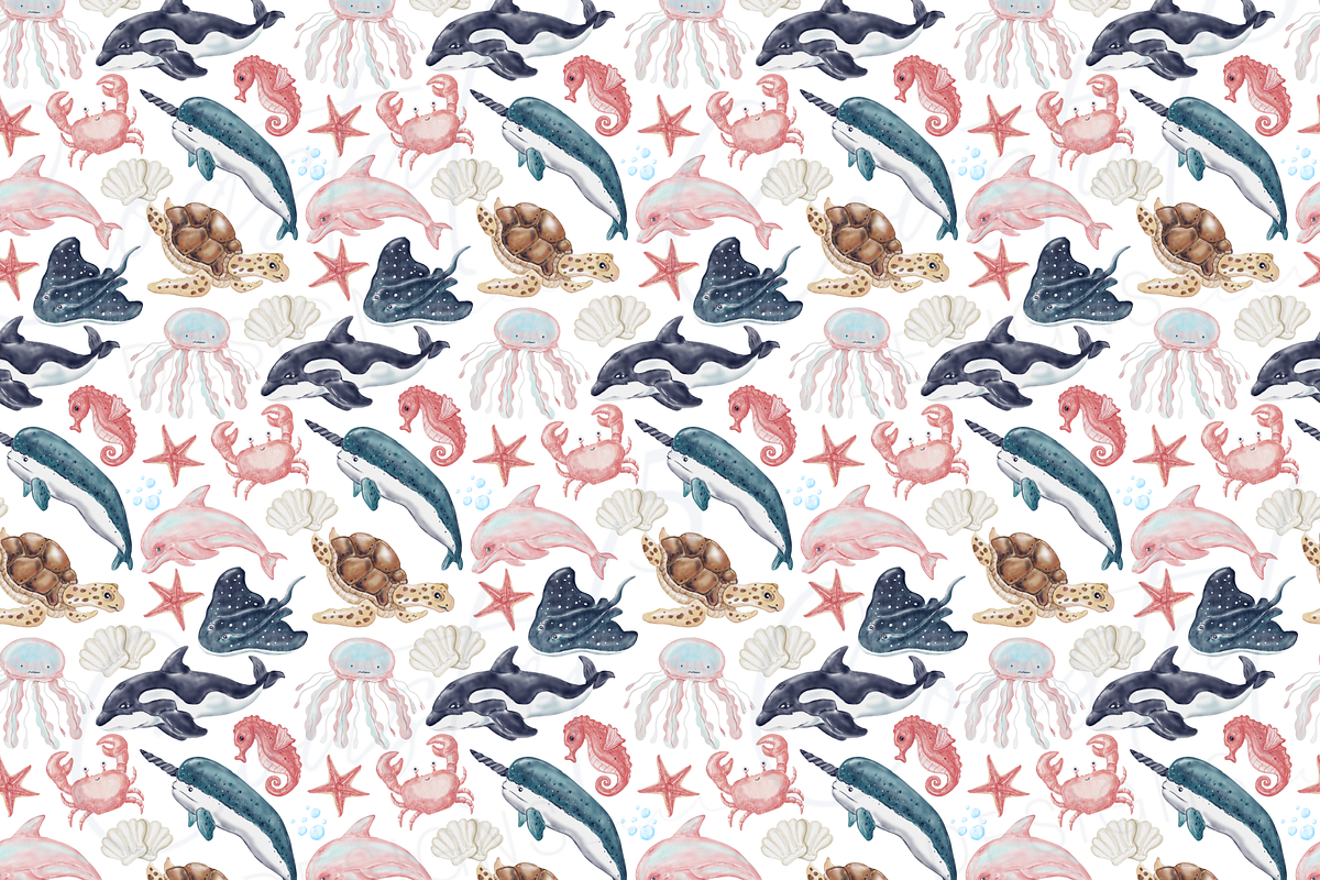 Sea Life Seamless Pattern, a Pattern Graphic by Coastal 5 Designs (Photo 2 of 3)