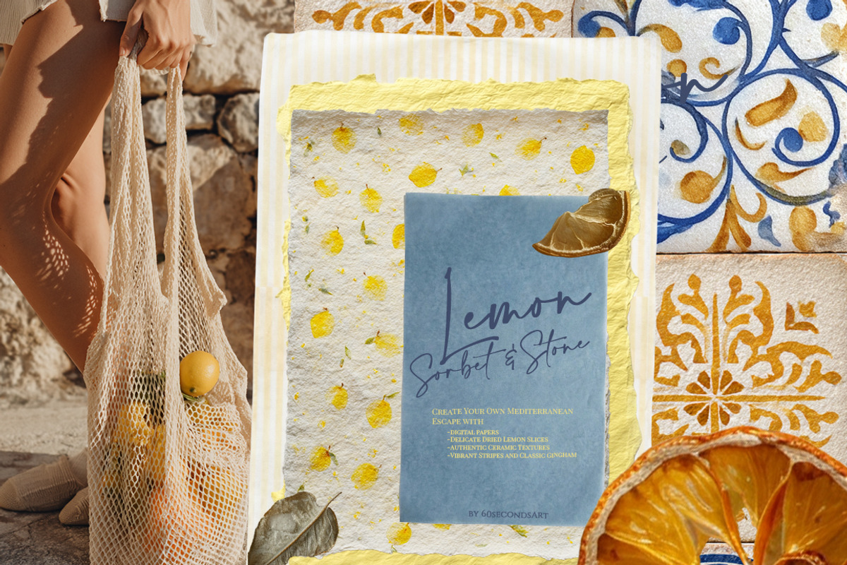 Lemon Sorbet - Amalfi digital papers, an Object Graphic by 60secondsArt (Photo 7 of 13)