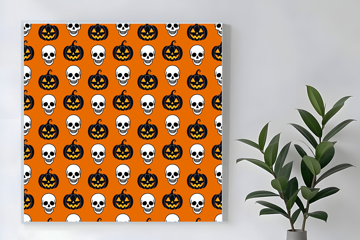 Halloween Skull and Pumpkin Pattern, a Seasonal Illustration by Sharon Schwalbe (Photo 4 of 5)