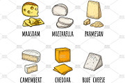 Different types cheese engraving, a Food Illustration by MoreVector (Thumbnail 3 of 4)
