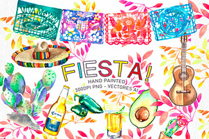 Mexican Fiesta Watercolor Clip Art