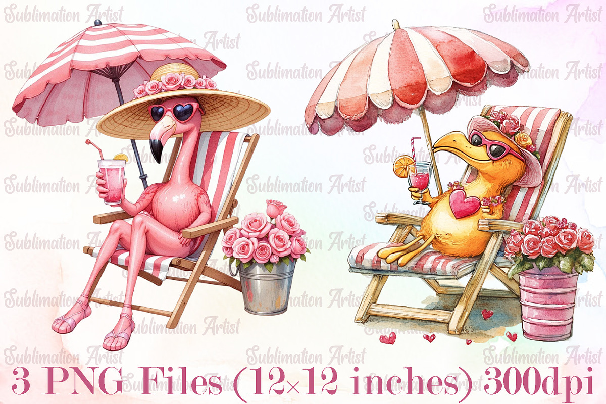 Summer Flamingo PNG Sublimation, an Illustration by Sublimation Artist (Photo 1 of 6)