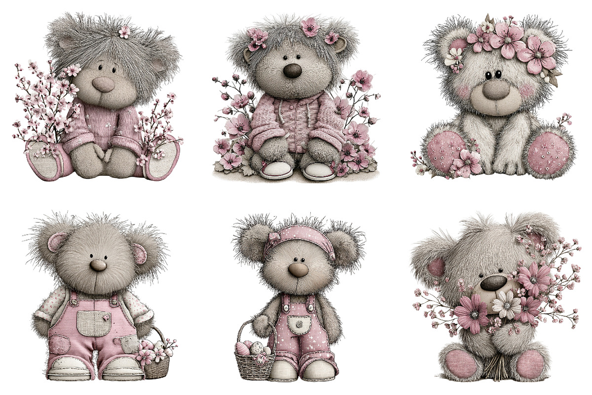 Whimsical easter teddy bear clipart, an Illustration by SinaCreation (Photo 3 of 11)