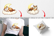 Sleepy Owl Cloud Clipart, a Graphic by Artnoy (Thumbnail 3 of 5)