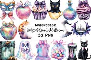 Iridescent Coquette Halloween Clipar, an Illustration by CraftArtStudio