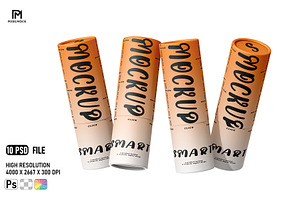 Paper Tube Mockup Set, a Packaging Mockup by pixelmock