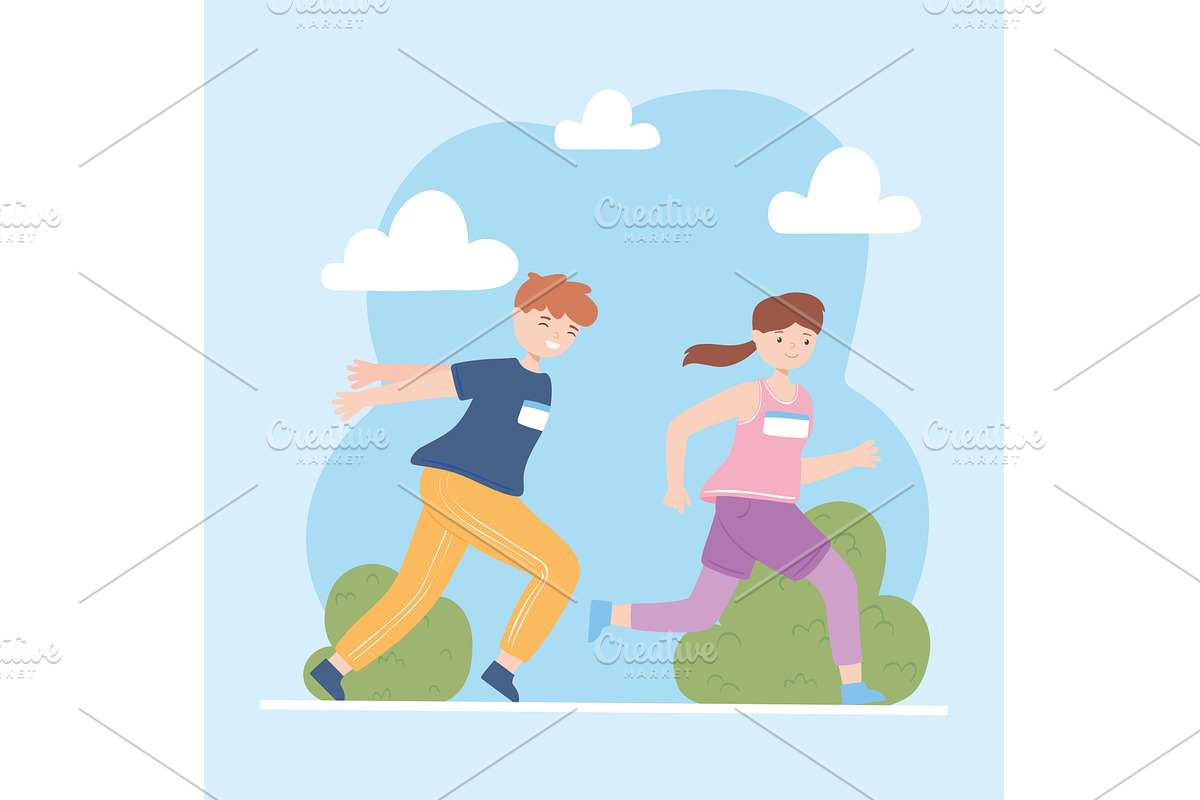 athletic boy and girl, a Person Illustration by studiogstock