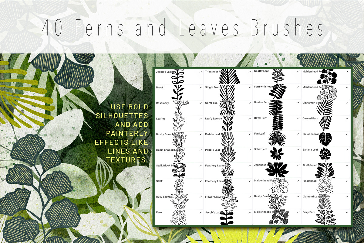 Leafy Ferns Procreate Brushes, a Brushes & More by DeloresArt (Photo 2 of 7)