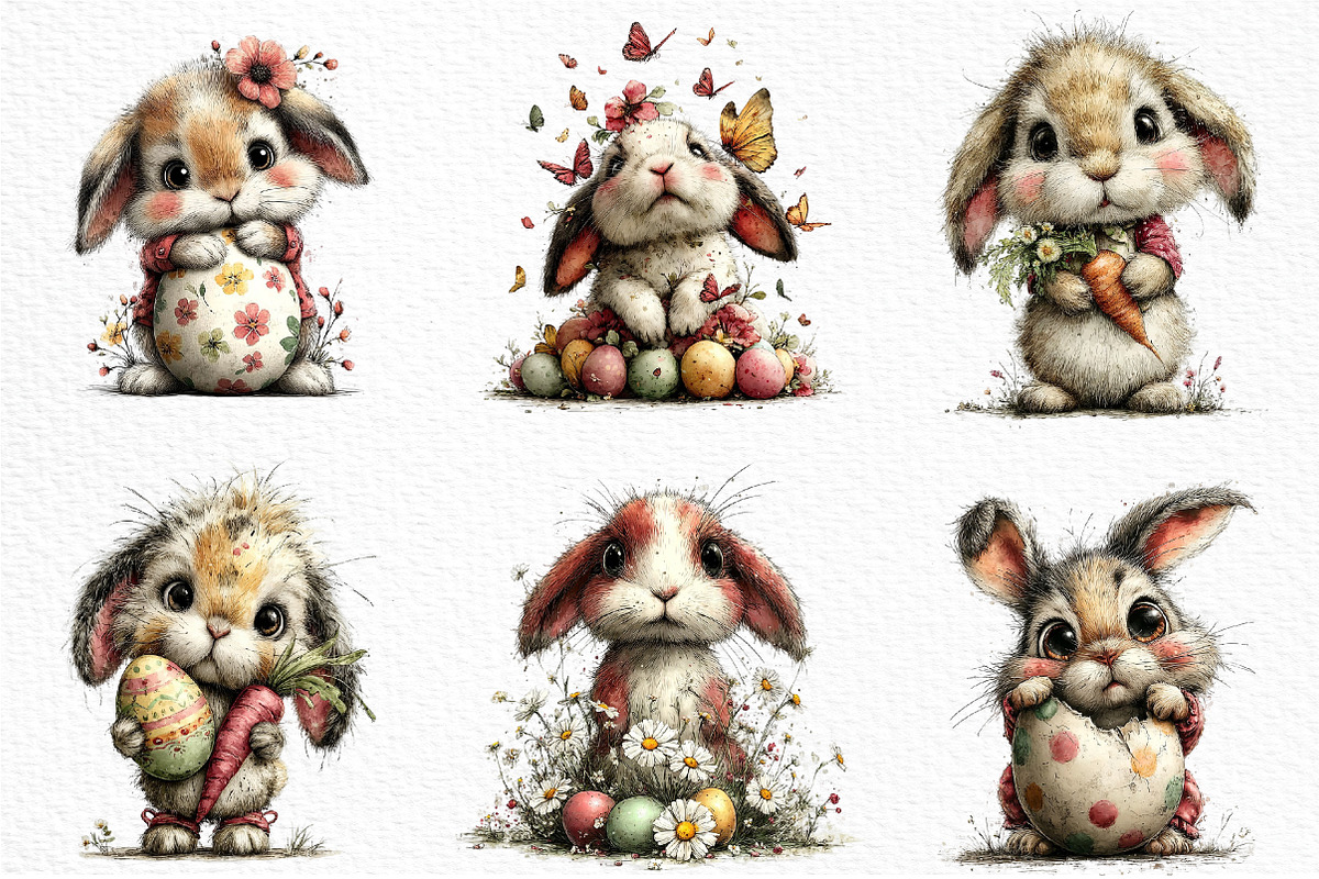 Whimsical Easter Bunny Clipart Png, an Illustration by Craft Nest (Photo 5 of 11)