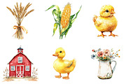 Watercolor Farm Clipart Set, an Illustration by designcity5 (Thumbnail 2 of 5)