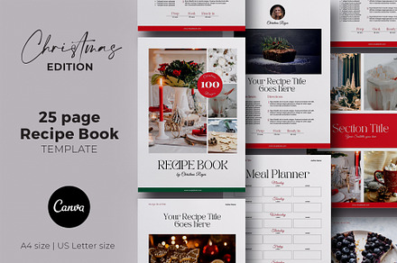 Holiday Recipe book Canva template, a Magazine Template by 3.14&Co