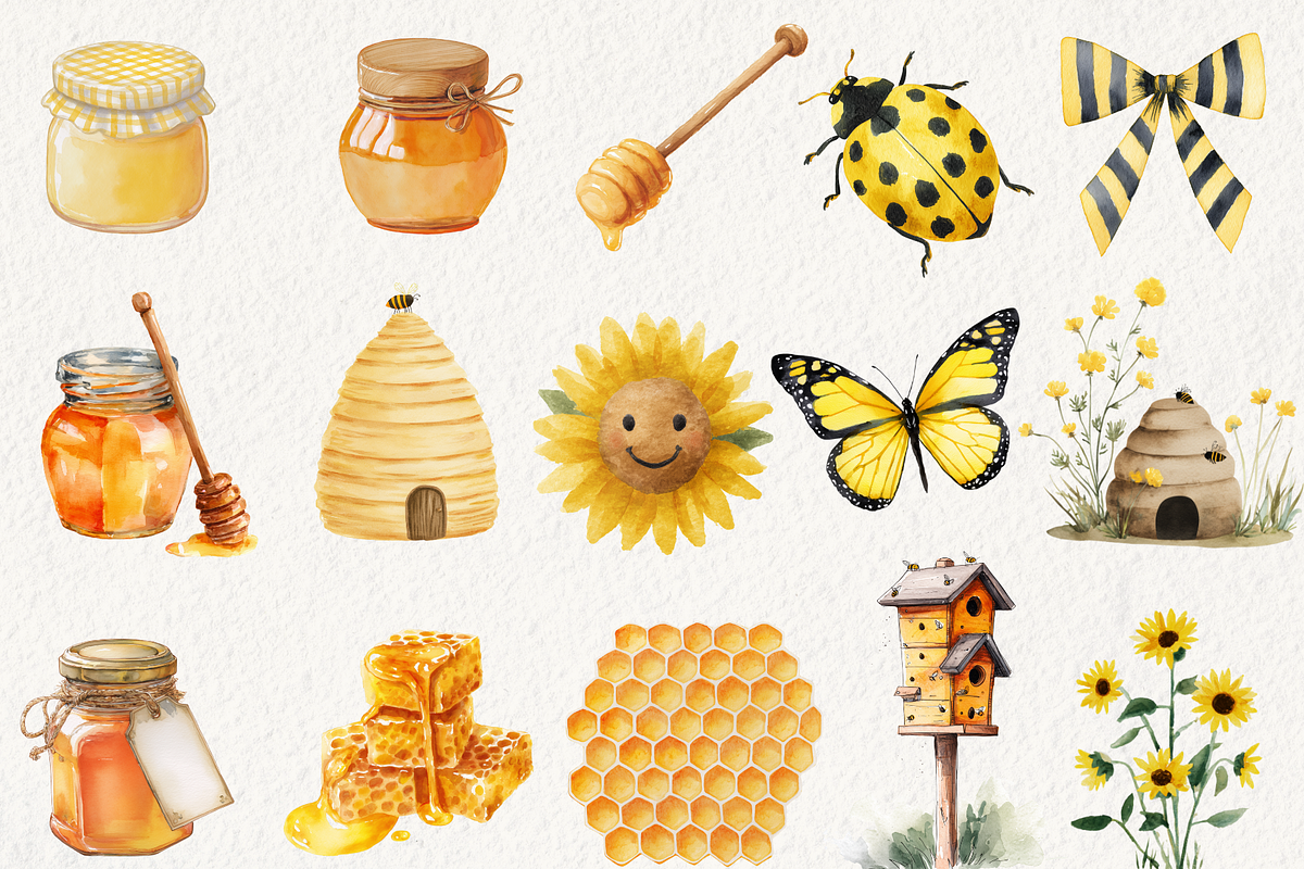 Little Honeybee Clipart, an Illustration by NadiaTheronArt (Photo 2 of 5)