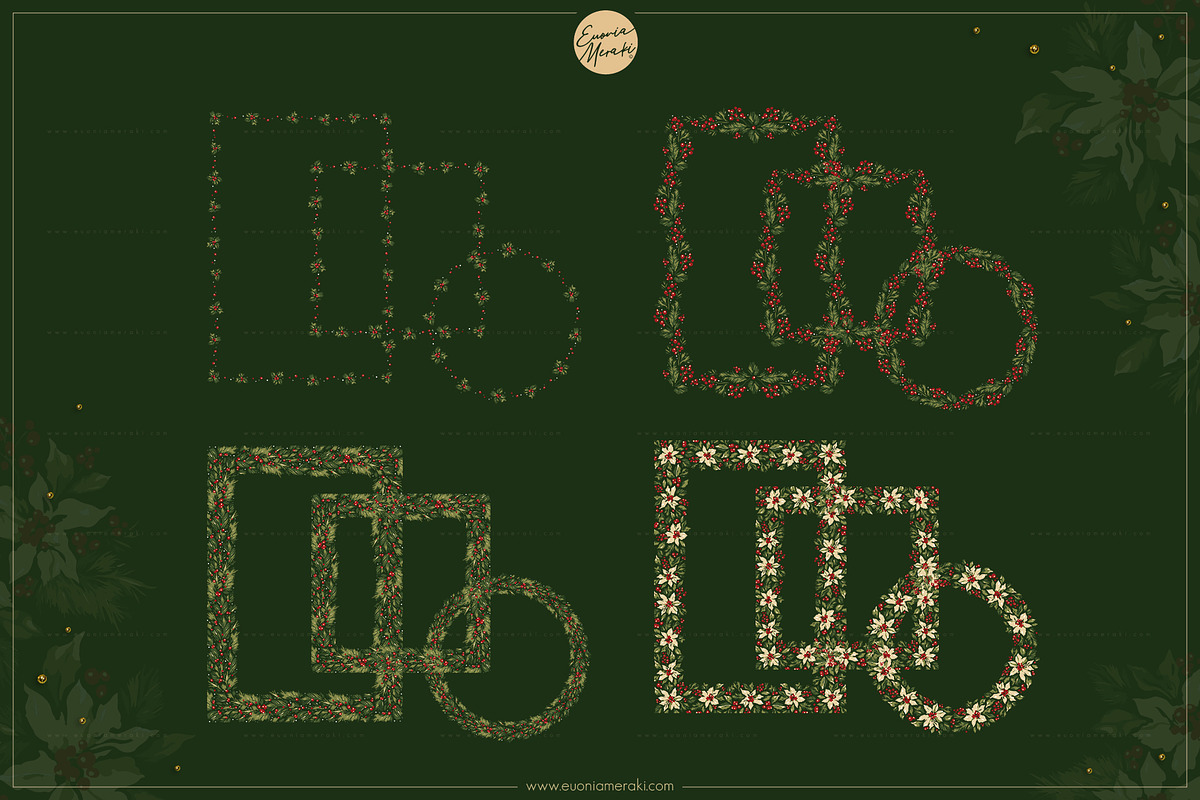 Floral Christmas Cards & Backgrounds, a Background Graphic by Euonia Meraki (Photo 6 of 10)