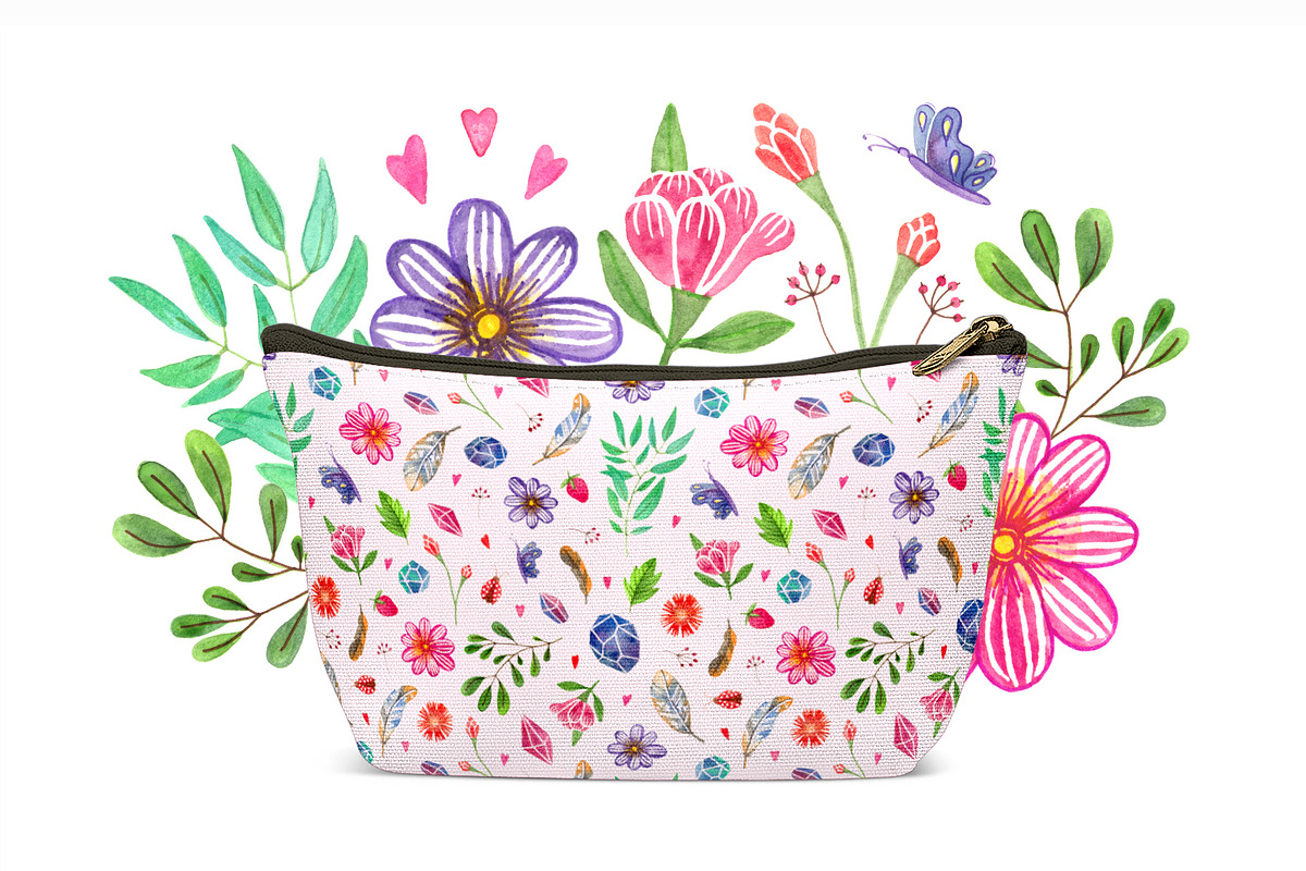 Botanical watercolor floral patterns, a Texture Illustration by alenaganzhela (Photo 3 of 8)