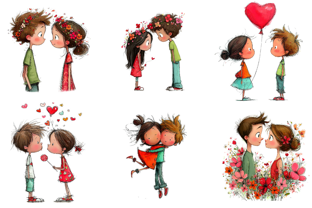 watercolor valentine couple clipart, an Illustration by CreationArt (Photo 2 of 6)