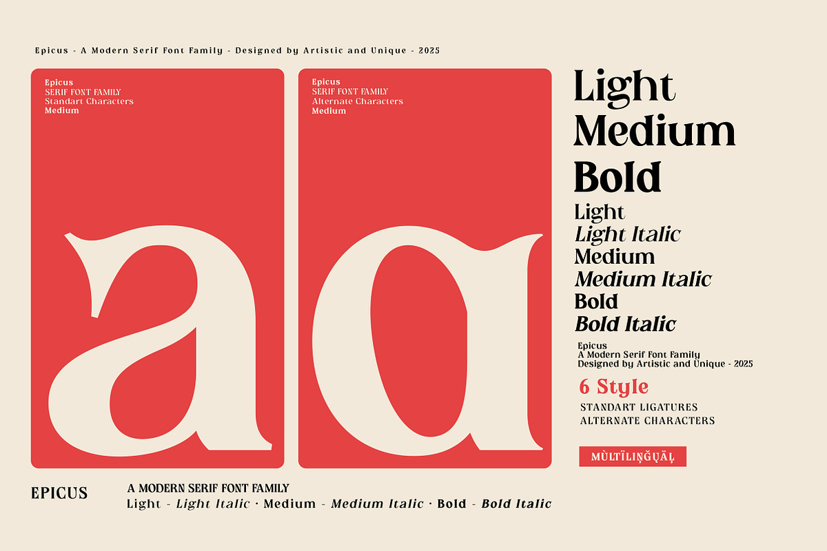 Epicus - Serif font family, a Font by Artistic & Unique (Photo 4 of 14)