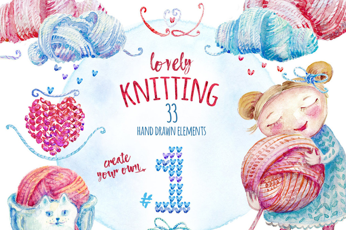Lovely Knitting Clipart #1, an Object Graphic by Scarlet Island (Photo 1 of 4)
