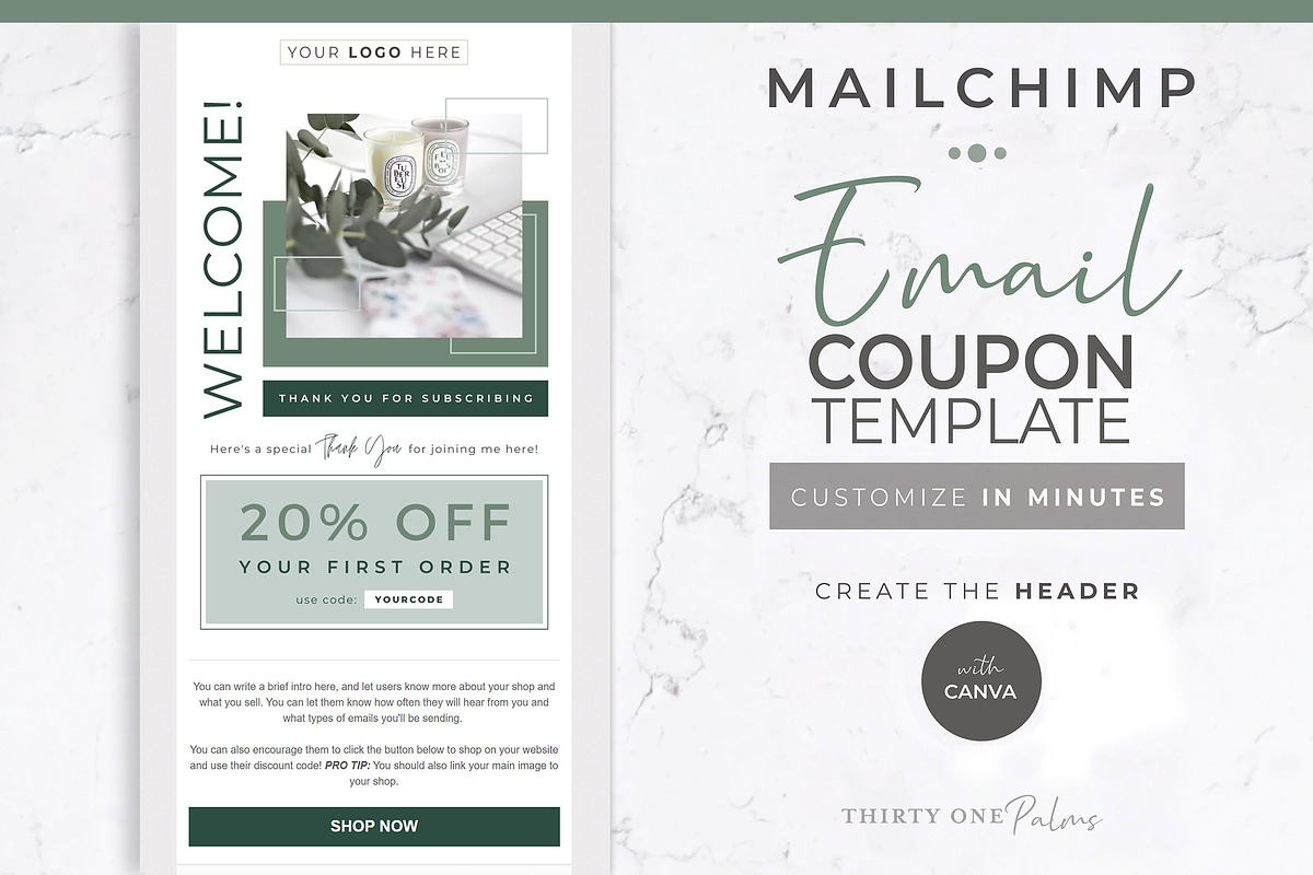Canva & Mailchimp Email Template, an Email Template by Thirty One Palms Studio (Photo 1 of 7)