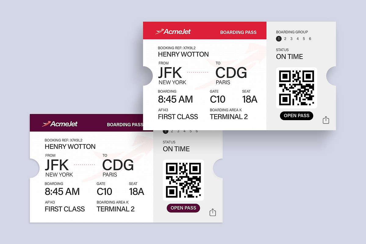 Digital Boarding Pass Template, a Stationery Template by BrandPacks (Photo 2 of 5)