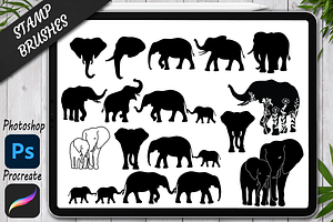 Elephants Stamp Brush For Procreate