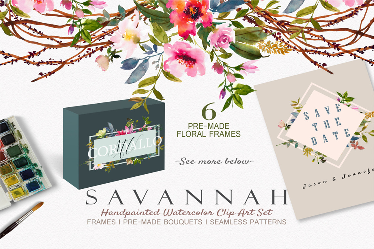 Savannah - Watercolor Floral Set, a Graphic by SmallHouseBigPony (Photo 2 of 12)