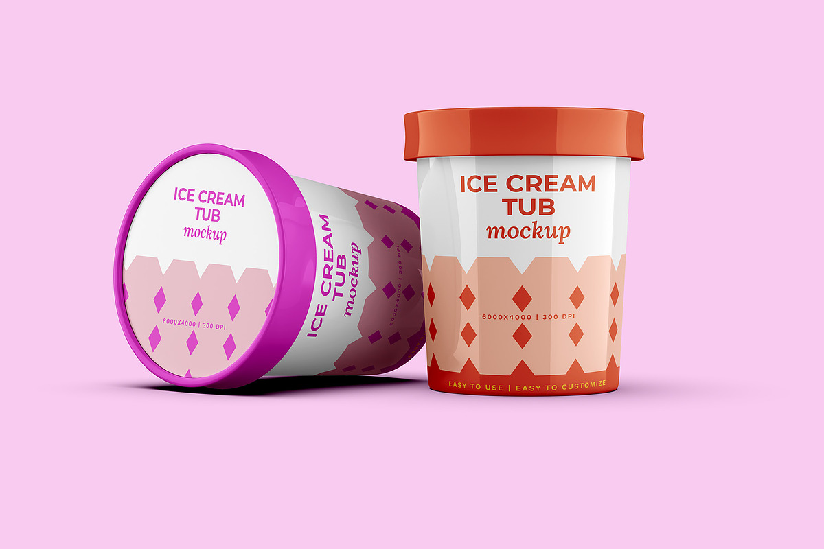 Ice Cream & Food Tub Mockup Set, a Cups & Container Mockup by Illusiongraphic (Photo 4 of 18)