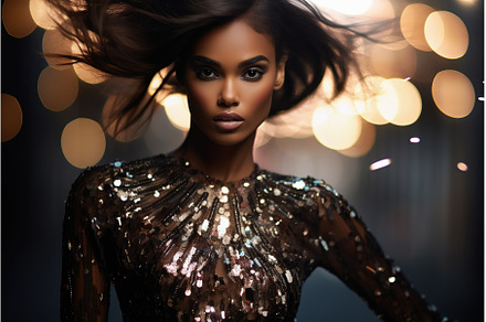 Glamorous Woman in Sequined Dress at, a Beauty & Fashion Photo by Lermont51