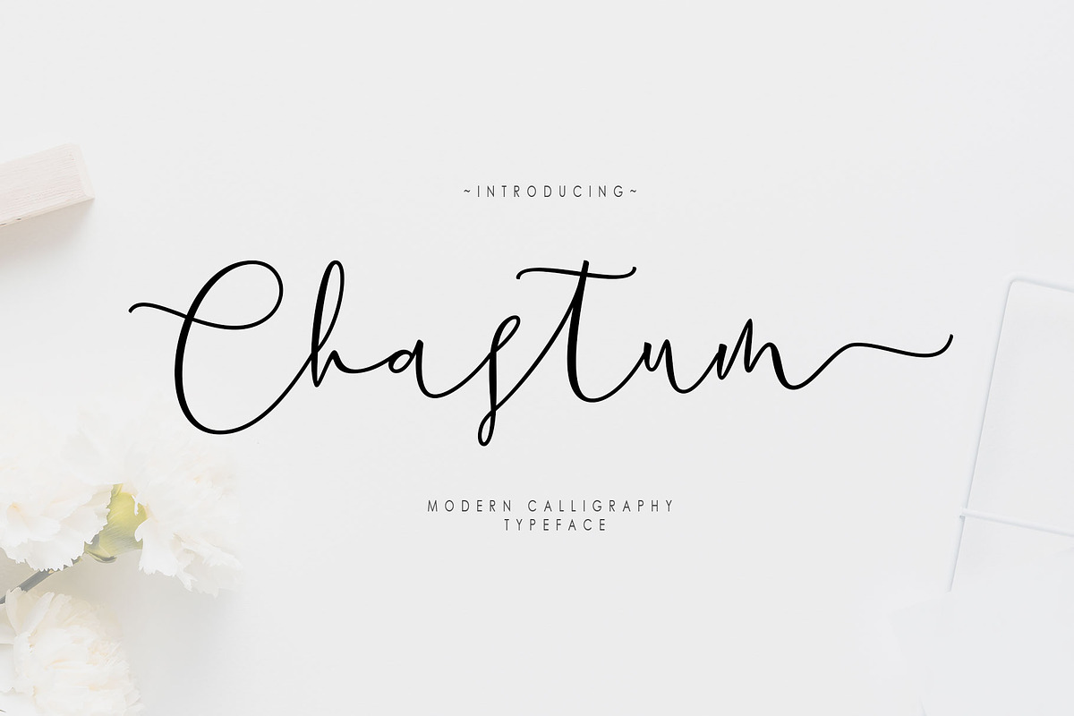 Chastum Script, a Script Font by moriztype (Photo 1 of 6)