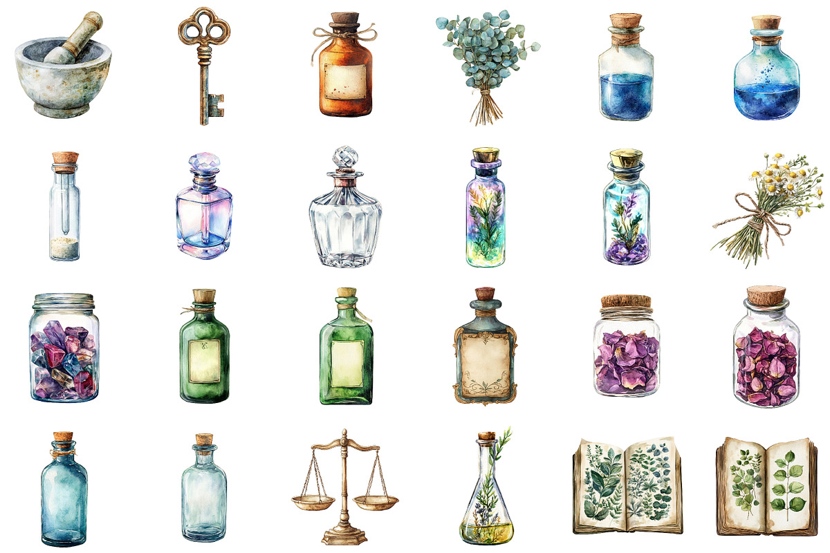 Apothecary Clipart Vintage Set, an Illustration by Sublimation Artist (Photo 2 of 6)
