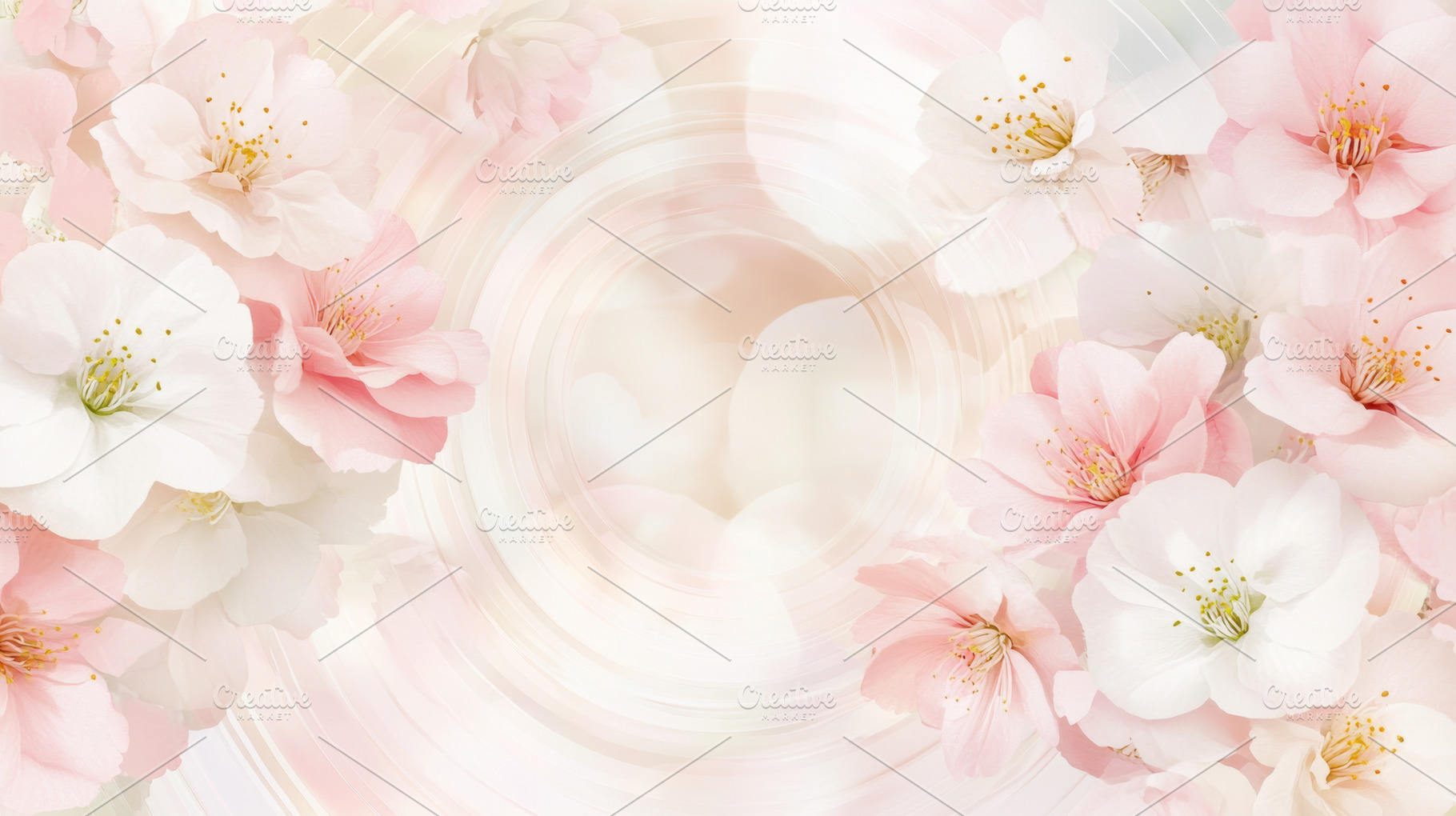 Cherry blossom flowers on a soft, a Photo by Dvoevnore photos
