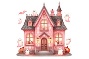 Watercolor Pink Halloween Clipart, an Illustration by Designking (Thumbnail 2 of 5)