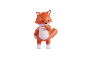 3D Pack Cute Animal Fox Illustration