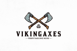 Viking Warrior Axe Logo Template