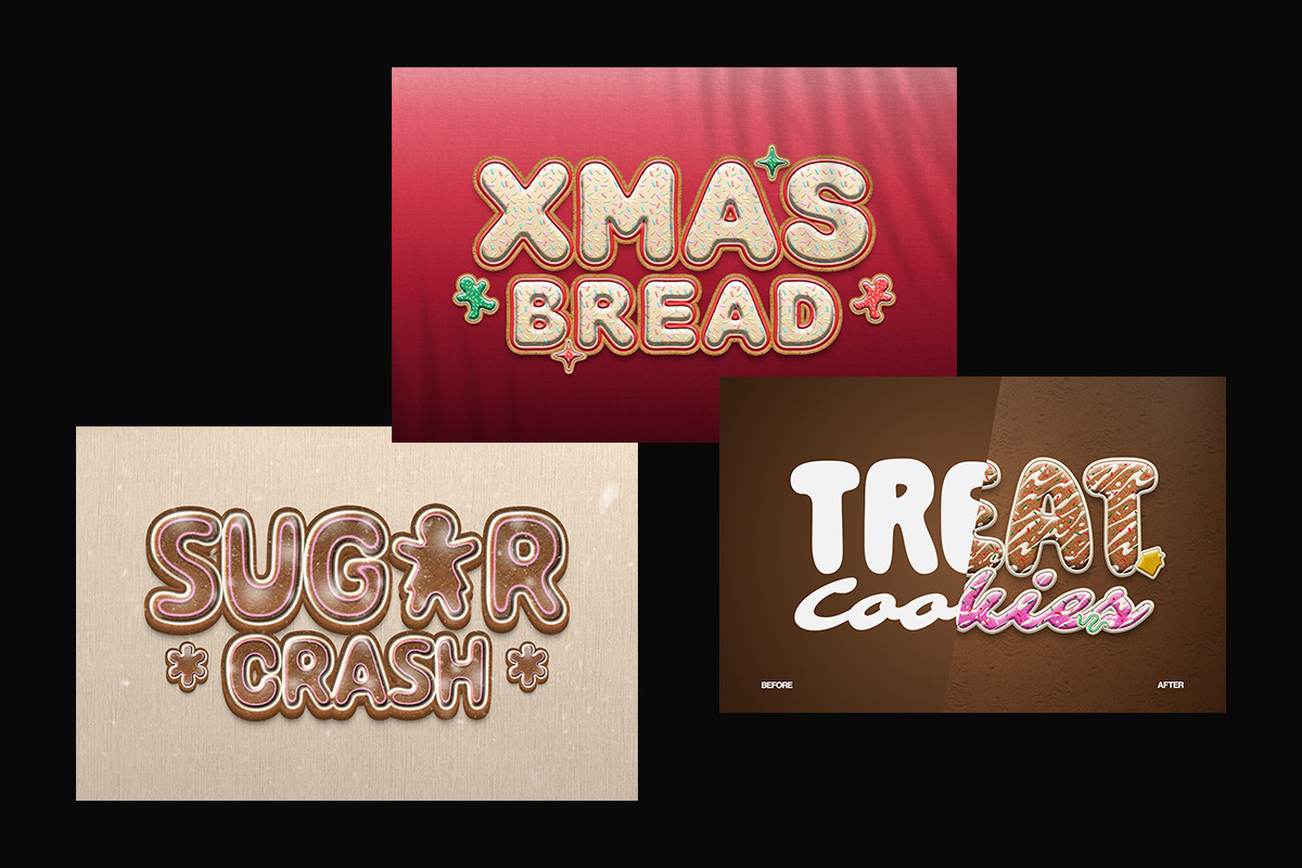 Gingerbread Christmas Text Effect, a Layer Style Add-On by Matsero (Photo 2 of 4)