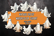 Vintage Ghost Watercolor Clipart, a Seasonal Illustration by Dreamy Little Graphics (Thumbnail 1 of 4)