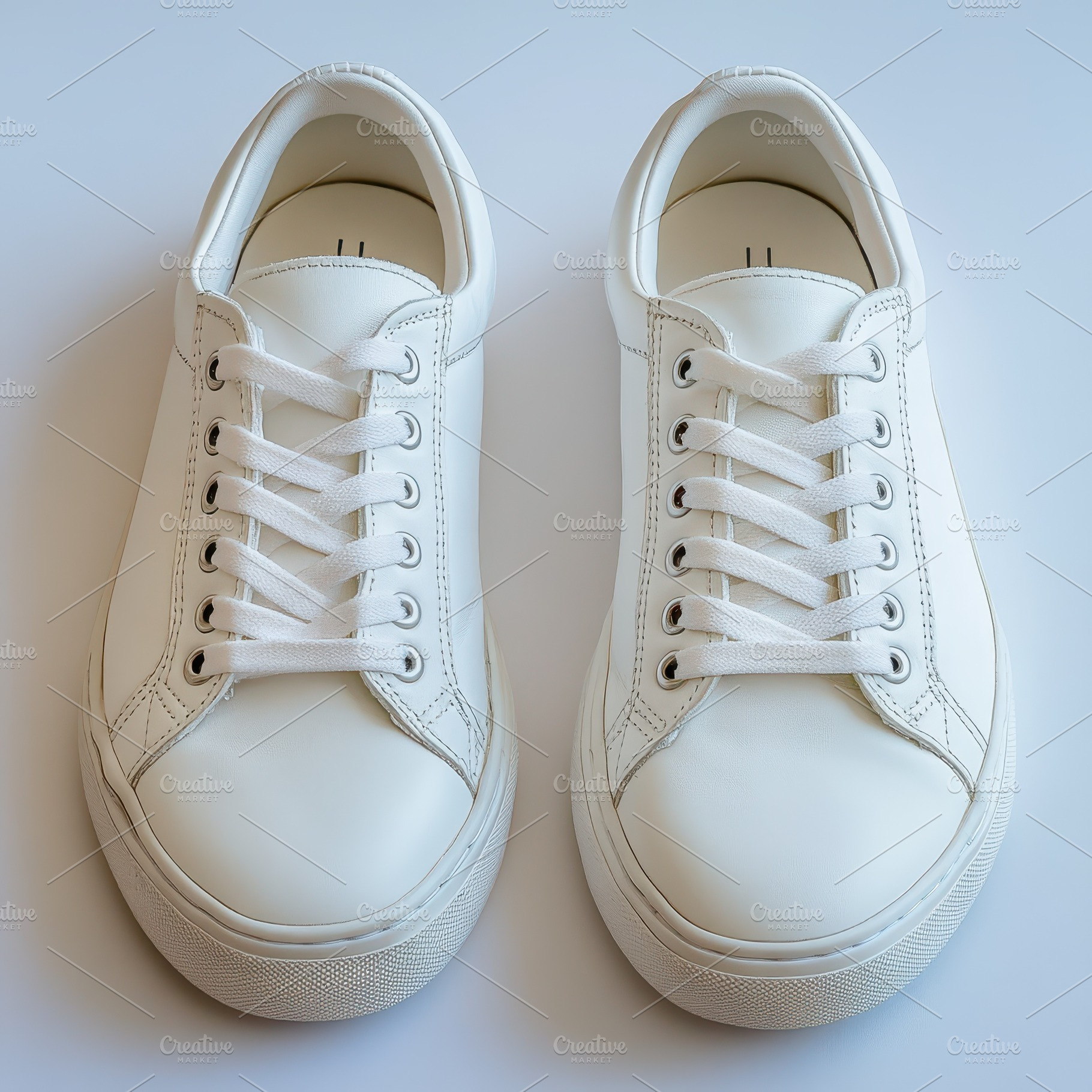 Stylish White Leather Sneakers Fashi, an Abstract Photo by Pixeness Studio