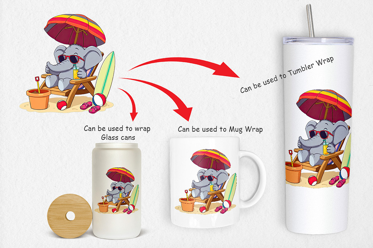 Summer Elephant Clipart, a Graphic by Artnoy (Photo 4 of 5)