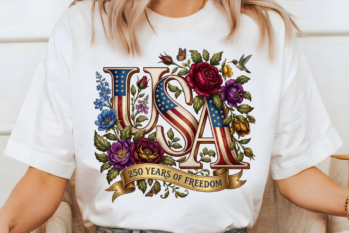 USA 250 Years of Freedom Floral PNG, an Illustration by designcity5 (Photo 3 of 4)