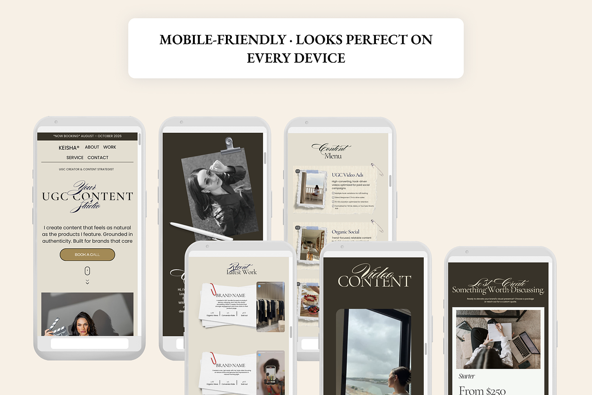 UGC Creator Beige Aesthetic One Page, a Marketing Template by AtelierDuVow (Photo 5 of 10)