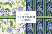Blue and Green Boho Indian Patterns, a Pattern Graphic by RachelStudio (Thumbnail 2 of 10)