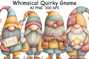 Whimsical Quirky Gnome Clipart, an Illustration by CraftArtStudio