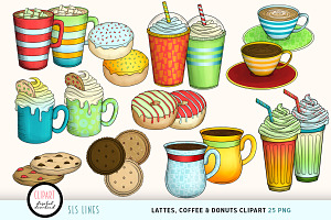 Coffee, Tea & Donut Clipart