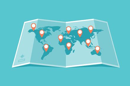 World Travel Map, an Object Illustration by Vector Kitchen by Zoljo