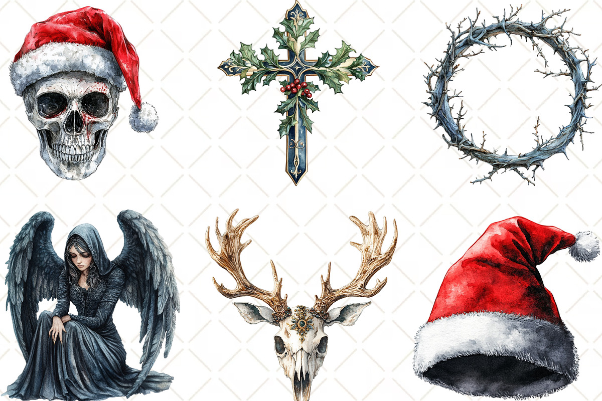 Gothic Christmas Clipart, an Illustration by Black Bird Studio (Photo 3 of 6)