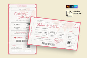 Wedding Boarding Pass Invitation Tem, a Stationery Template by BrandPacks