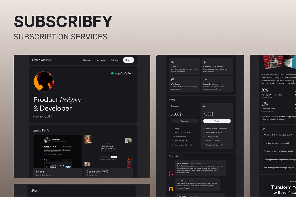 Subscribfy — Framer Template, a Landing Page Template by Slava Burian (Photo 1 of 4)